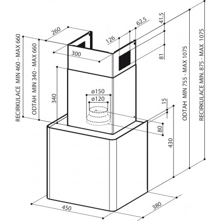 Komínová digestoř Faber Lithos EG6 BK A45, nerez/černá mat