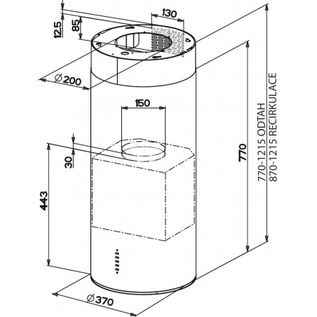 Ostrůvková digestoř Faber Cylindra Isola PLUS EV8 BK MATT A37, černá mat