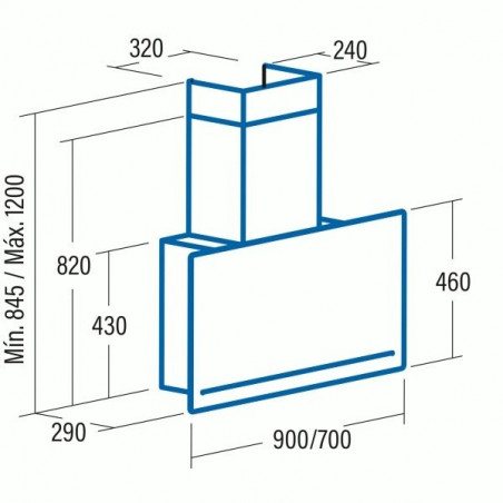Odsavač par Cata GOYA A+ Nerez Černé sklo 700