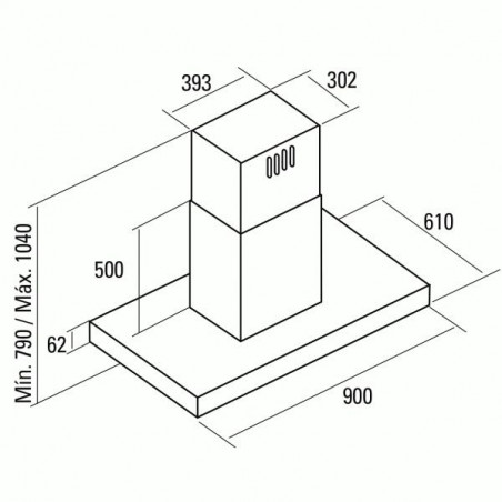 Odsavač par Cata ISLA LEGEND A+ Nerez Černé sklo 900