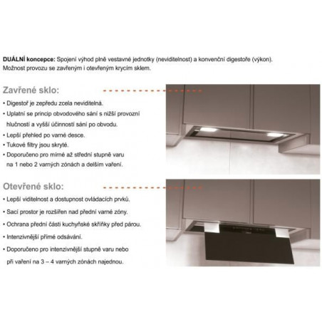 Odsavač par Cata GC DUAL 45 Černé sklo