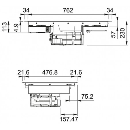 Odsavač par s indukční deskou Franke Maris FMA 839 HI Černé sklo
