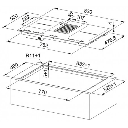 Odsavač par s indukční deskou Franke Mythos 2Gether FMY 839 HI 2.0 Černé sklo