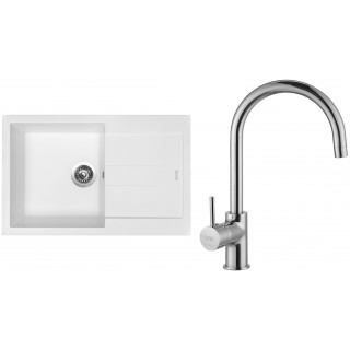 Set Sinks G13028 (dřez Amanda 780 Milk 28 + baterie Vitalia Chrom - lesklý)