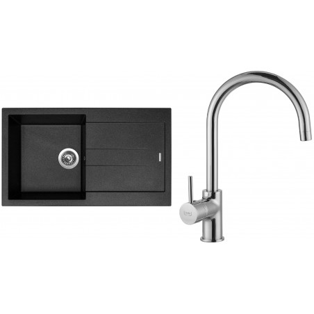 Set Sinks (dřez Amanda 860 Metalblack 74 + baterie Vitalia Chrom)