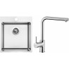 Set Sinks N99 (dřez Blocker 450 V 1 mm, kartáčovaný + baterie Elka Chrom - lesklý)