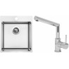 Set Sinks (dřez Blocker 450 V 1 mm, kartáčovaný + baterie Mix 350 P Chrom)