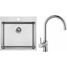 Set Sinks N102 (dřez Blocker 550 V 1 mm, kartáčovaný + baterie Vitalia Chrom - lesklý)
