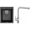 Set Sinks (dřez Cube 410 Metalblack 74 + baterie Elka Chrom)