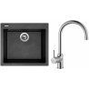 Set Sinks (dřez Cube 560 Metalblack 74 + baterie Vitalia Chrom)