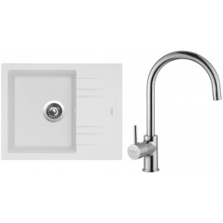 Set Sinks G1428 (dřez Linea 600 Milk 28 + baterie Vitalia Chrom - lesklý)