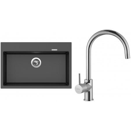 Set Sinks (dřez Maximo 780 Metalblack 74 + baterie Vitalia Chrom)