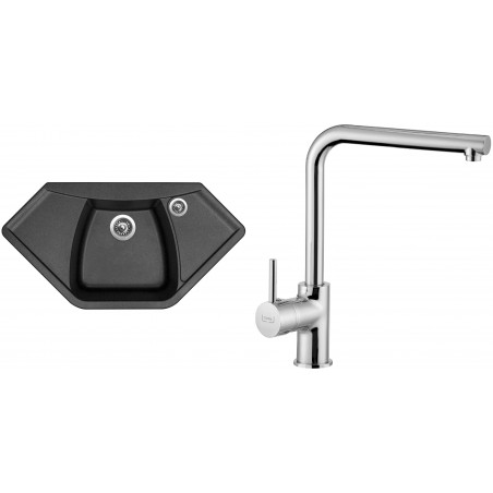 Set Sinks (dřez Naiky 980 Metalblack 74 + baterie Elka Chrom)