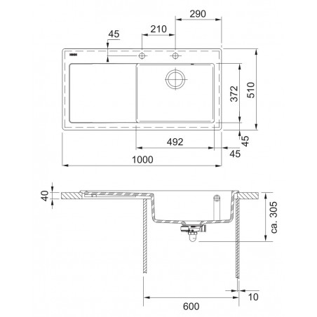 Kuchyňský dřez Franke Mythos Fraceram MTK 611-100/7 Onyx
