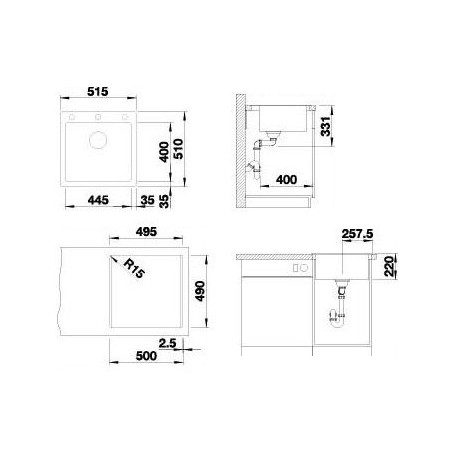 Kuchyňský dřez Blanco Pleon 5 Aluminium - zhotovené otvory - VÝPRODEJ