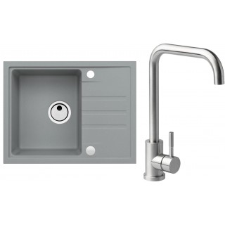 Set Alveus (dřez Intermezzo 30 Beton 81 + baterie Angle Kartáčovaná ocel)