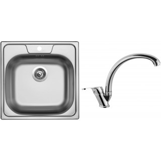 Set Sinks (dřez Classic 480 V 0,5 mm, matný + baterie Evera Chrom - lesklý)