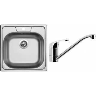 Set Sinks N5 (dřez Classic 480 V 0,5 mm, matný + baterie Pronto Chrom - lesklý)