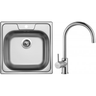 Set Sinks N7 (dřez Classic 480 V 0,5 mm, matný + baterie Vitalia Chrom - lesklý)