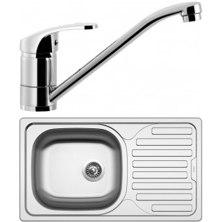 Set Sinks N41 (dřez Classic 760 V 0,5 mm, matný + baterie Pronto Chrom - lesklý)