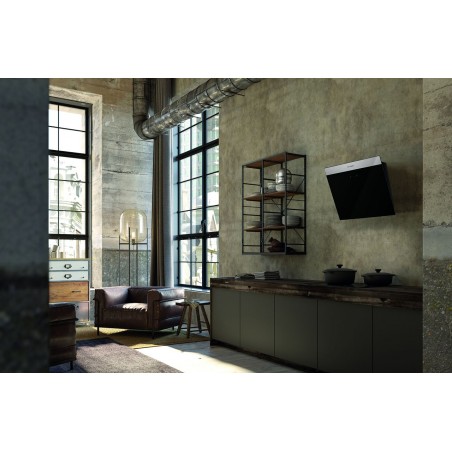 Komínová digestoř Faber Daisy Plus BK A55, nerez/černé sklo s nerez páskem