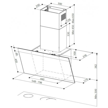 Komínová digestoř Faber Daisy Plus BK A80, nerez/černé sklo s nerez páskem