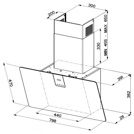 Komínová digestoř Faber Soft Edge NERO INGO A80, černá/FENIX NTM černá mat