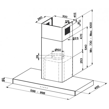 Komínová digestoř Faber Stilo Glass Smart X/BK A90, nerez/černé sklo