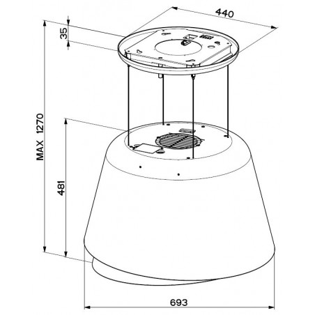 Lustrová digestoř Faber Belle Plus BURGUNDY/GOLD KL, burgundská červeň/teplá titanová