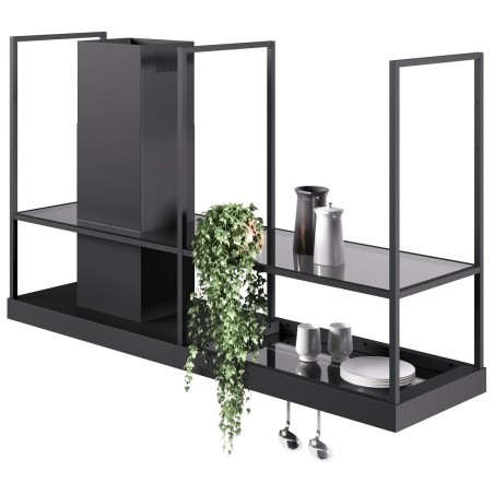 Ostrůvková digestoř Faber T-Shelf BK MATT A180, černá mat