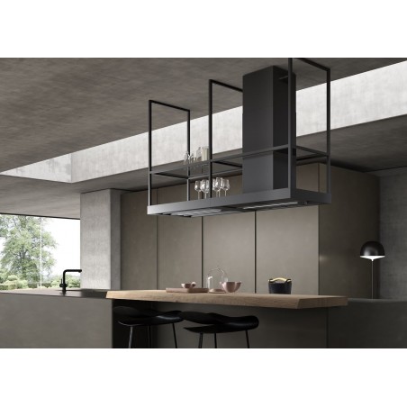 Ostrůvková digestoř Faber T-Shelf BK MATT A180, černá mat