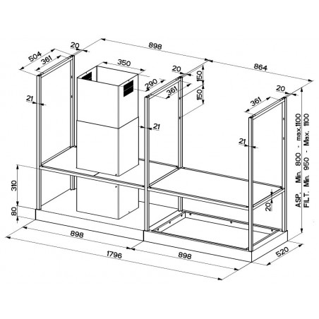Ostrůvková digestoř Faber T-Shelf BK MATT A180, černá mat