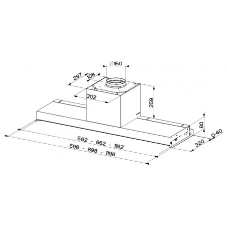 Vestavná digestoř Faber In-Nova Touch X/BK A60, nerez/černé sklo