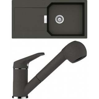 Set Schock S18-2 (dřez Manhattan D-100L Asphalt + baterie Cosmo.120 Asphalt)