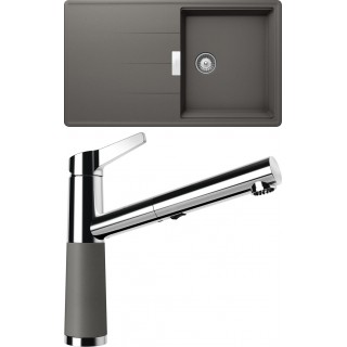 Set Schock S13-5 (dřez Tia D-100 Silverstone + baterie SC-510.120 Silverstone)