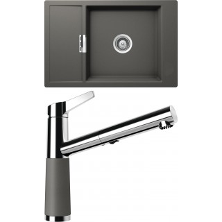 Set Schock S5-5 (dřez Mono D-100XS Silverstone + baterie SC-510.120 Silverstone)