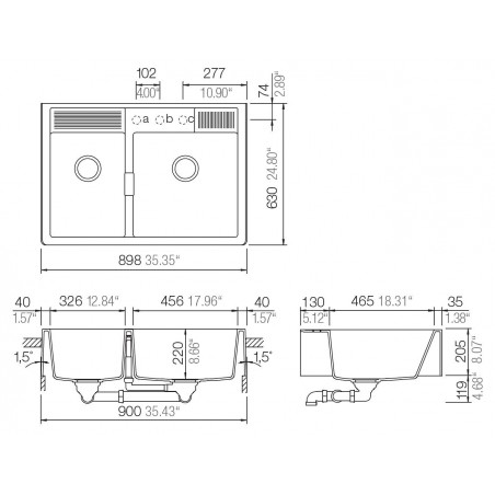 Kuchyňský dřez Schock Kallio M-175 Twilight, horní montáž