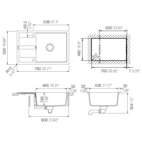 Kuchyňský dřez Schock Manhattan D-100LS Onyx, spodní montáž