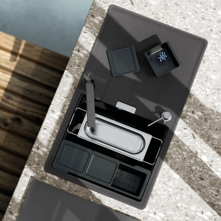 Kuchyňský dřez Schock Tia D-100 Silverstone + sada misek, horní montáž