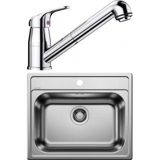 Set Blanco 01-B 25 (dřez Dana 6, přírodní lesk + baterie Daras-S Chrom)