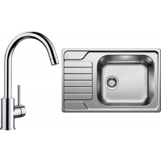 Set Blanco 05-D 25 (dřez Dinas XL 6 S Compact Kartáčovaný + baterie Mida Chrom)