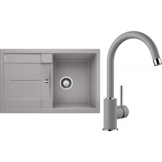 Set Blanco 09-B (dřez Metra 45 S Aluminium + baterie Mida Aluminium)
