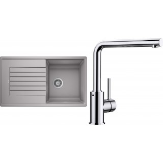 Set Blanco 10-B (dřez Zia 5 S Aluminium + baterie Mila Chrom)