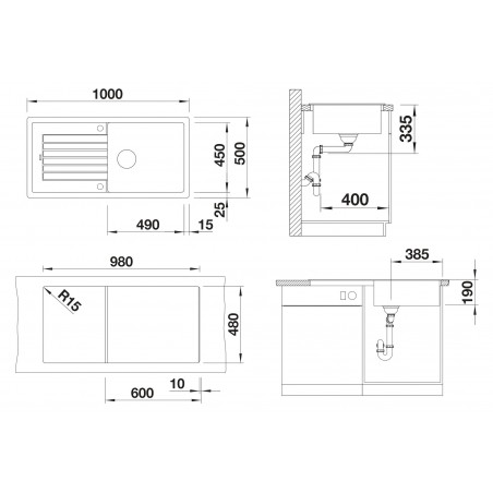 Kuchyňský dřez Blanco Zia XL 6 S Černá, bez excentru