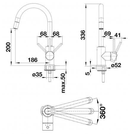 Kuchyňská baterie Blanco Mida-S Černá