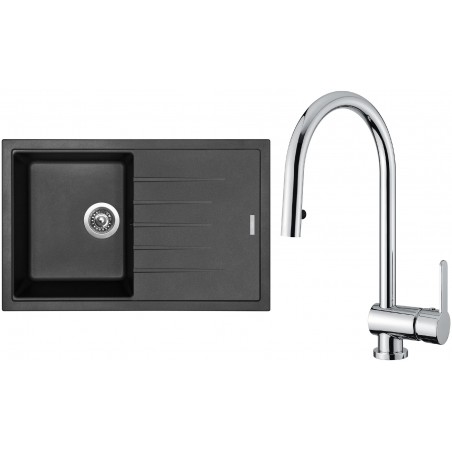 Set Sinks (dřez Best 780 Metalblack 74 + baterie Mix P Chrom - lesklý)