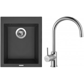 Set Sinks G8626 (dřez Cube 410 Pureblack 26 + baterie Vitalia Chrom - lesklý)