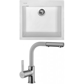 Set Sinks (dřez Cube 560 Milk 28 + baterie Enigma S Milk 28)