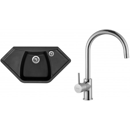 Set Sinks (dřez Naiky 980 Pureblack 26 + baterie Vitalia Chrom - lesklý)