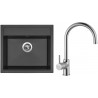 Set Sinks (dřez Solo 560 Pureblack 26 + baterie Vitalia Chrom - lesklý)